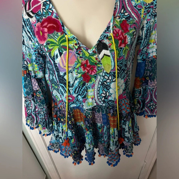 Moroccan Night Printed sequin Bell Sleeve Dress
Boho chic Kaftan Dress Pom-poms - Picture 5 of 9